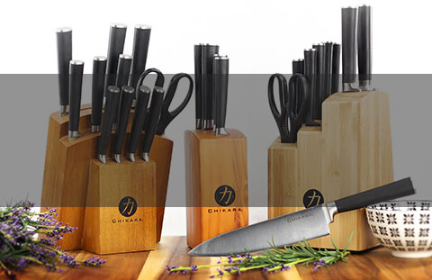Ginsu Chikara Series Forged 5-Piece Japanese Knife Set, Black - Premium  Cutlery Set with 420J Stainless Steel Kitchen Knives and Toffee Bamboo Block