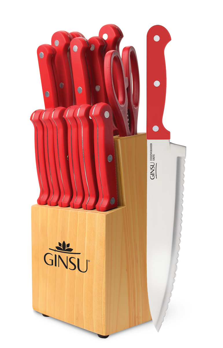 Ginsu Kiso Dishwasher Safe Red 6 Piece Steak Knife Set - On Sale
