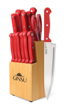 Ginsu®Kiso® 14 Piece Red Set with Wood Block - Ginsu