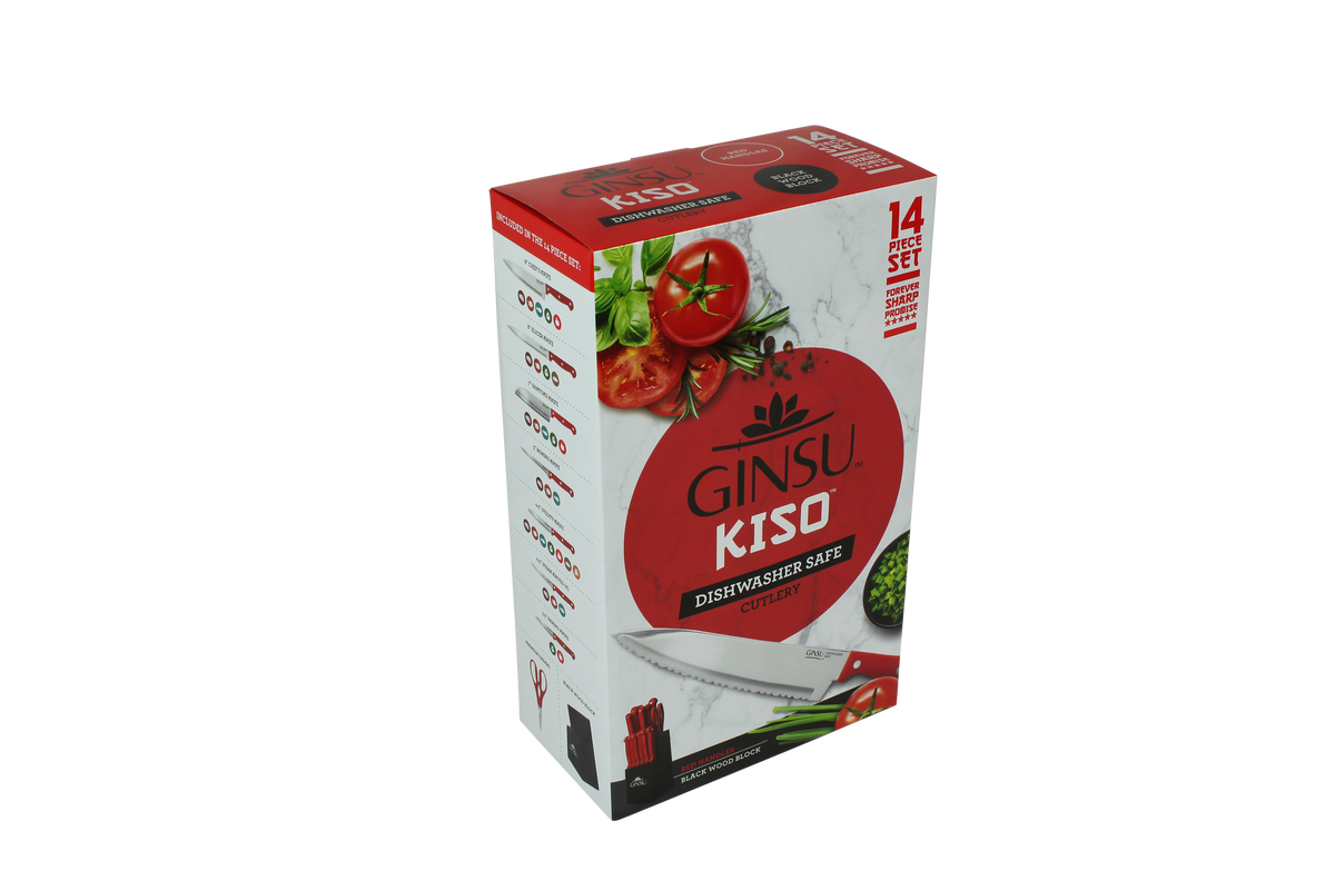 Ginsu®Kiso® 14 Piece Red Set with Black Block