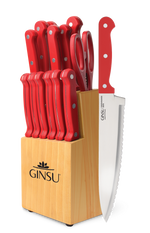 Ginsu®Kiso® 14 Piece Red Set with Wood Block - Ginsu