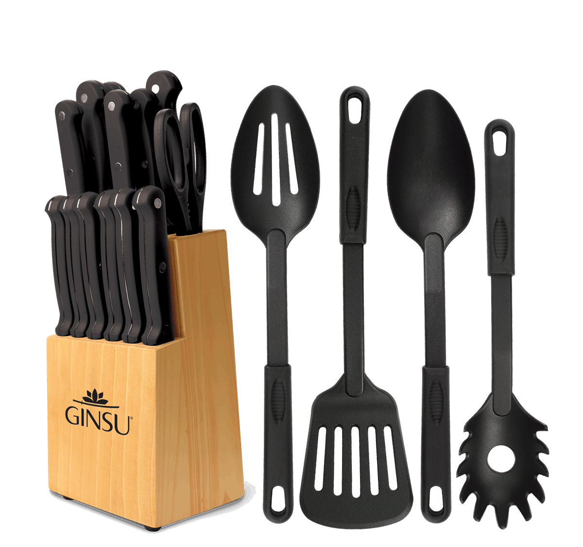 GINSU Daku 6-Piece Black Steak Knife Set - Dishwasher Safe and Always Sharp