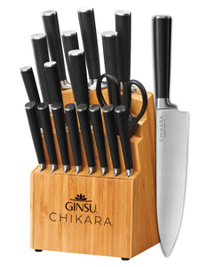 Chikara Series: 19 Piece Cutlery Set with Bamboo Block - Ginsu